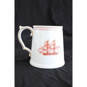 Copeland Spode Trade Winds Tankard Mug White Diamond Lines Brig Olive of Newbury